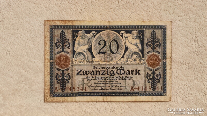 1915-ös 20 birodalmi márkás (VF-) | 1 db bankjegy