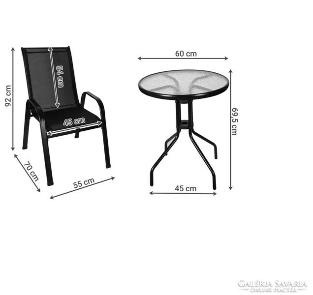 Gardlov Balkon bútor garnitúra - asztal + 2 szék  2 SZEMÉLYES KERTI / ERKÉLYBÚTOR SZETT