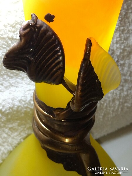 Gyönyörű Pilip Ravert art bronz és űveg váza 27 cm magas