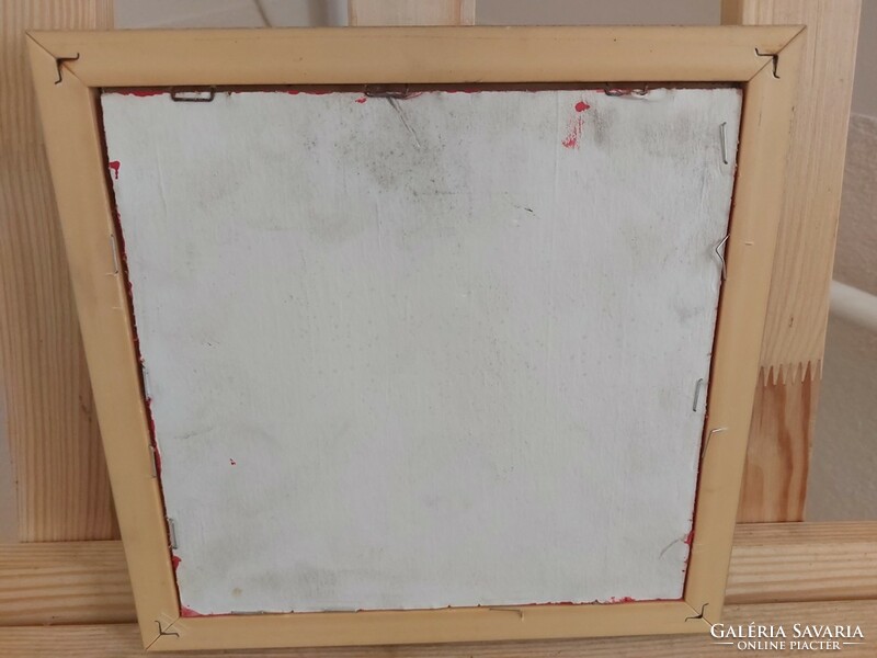 (K) Kisméretű jelzett kubista kép 23x23 cm kerettel