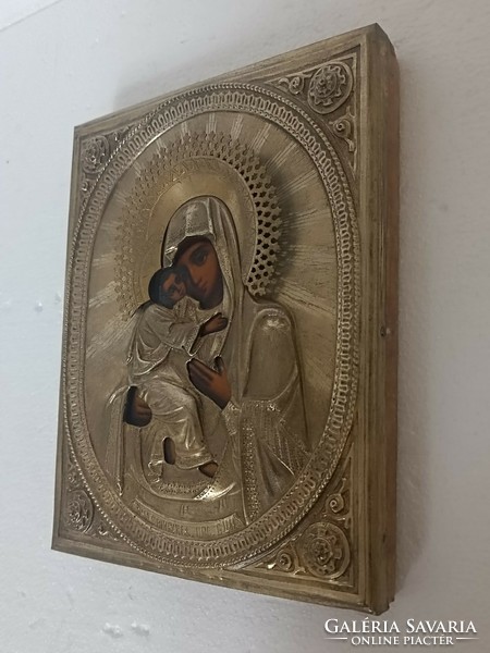 Antique Russian Orthodox Icon Our Lady of Vladimir