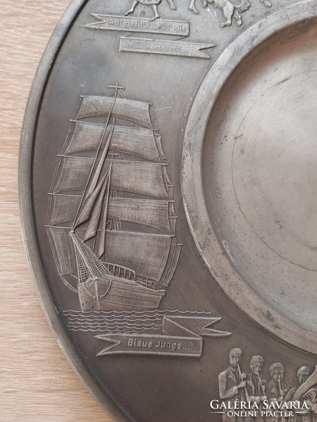 Geschm muster 95% zinn pewter metal plate sailing radetzky marsch German musical rarity