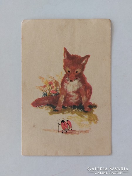 Régi képeslap 1956 levelezőlap róka katica