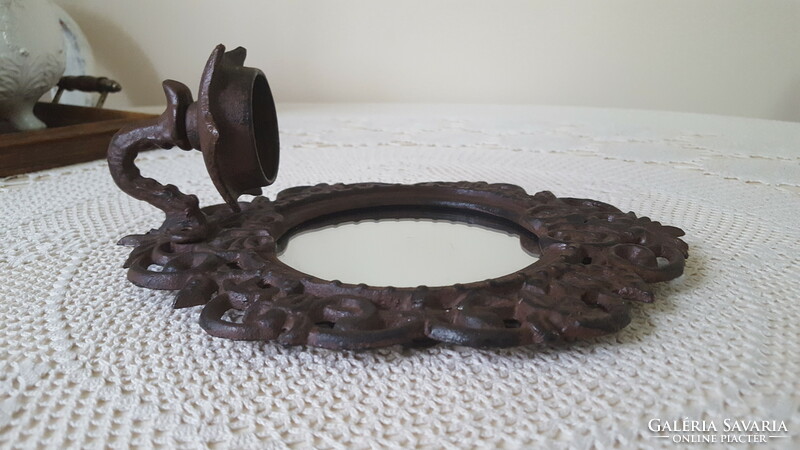 Mirror cast iron wall candle holder