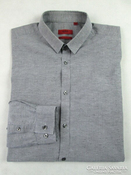 Original hugo boss slim fit (m) long sleeve men's gray shirt