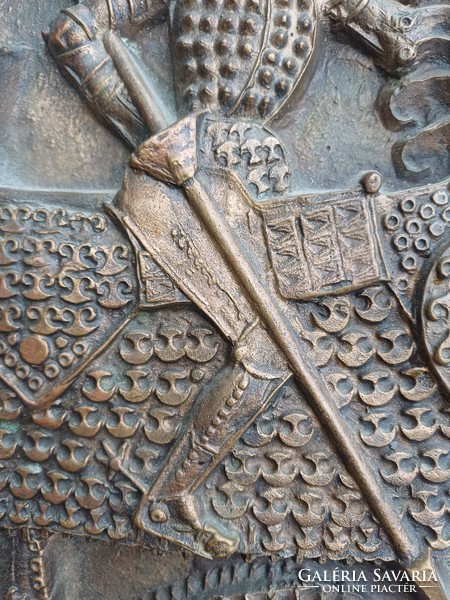 Ritka Kopcsányi Ottó bronz falirelief sárkányölő