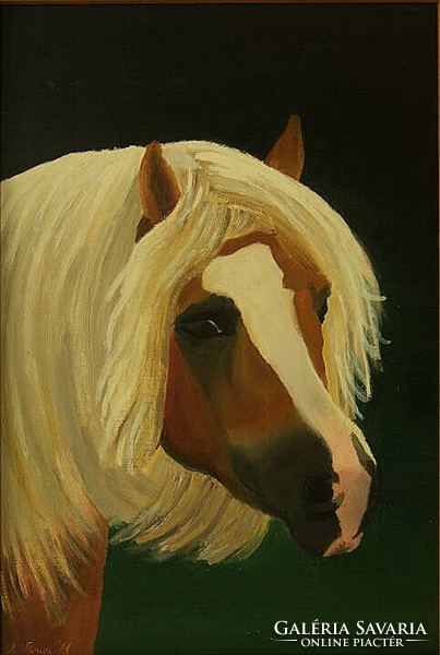 Ló portré -keretezett akrilfestmény