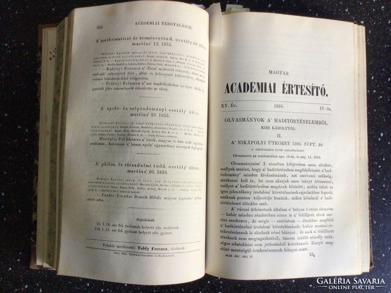 Hungarian Academic Bulletin 1855