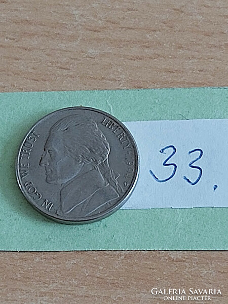 Usa 5 cents 1994 d denver, copper-nickel, thomas jefferson (3rd usa president) 33
