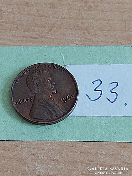 Usa 1 cent 1964 abraham lincoln, copper-zinc 33