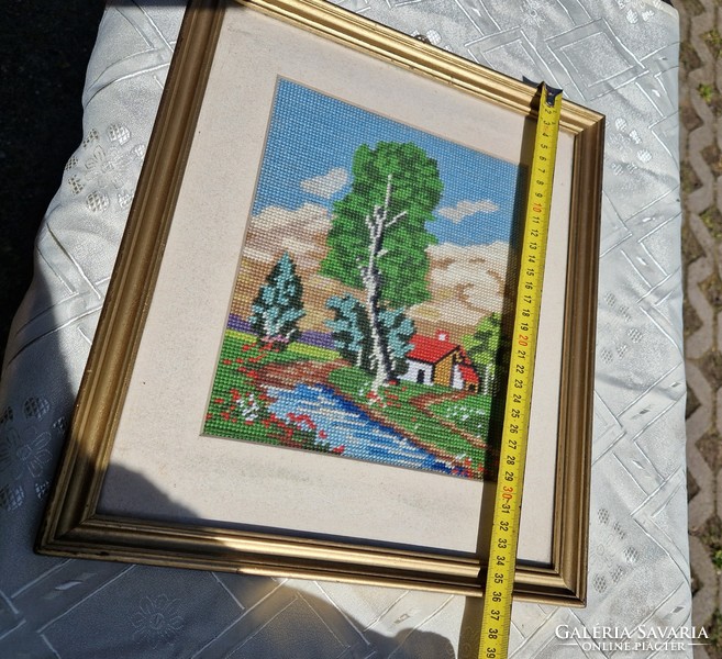 Landscape tapestry with a river and trees