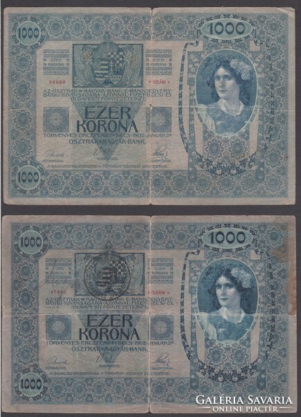 4X 1000 crowns 1915 (g,g,g+,f)