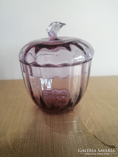 Halvány lila fedeles üveg nagyméretű bonbonier