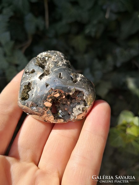 Beautiful pyrite heart, mineral crystal