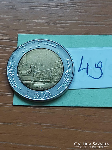 Italy 500 lira 1990 r, bimetal, Quirinale Palace Rome 49