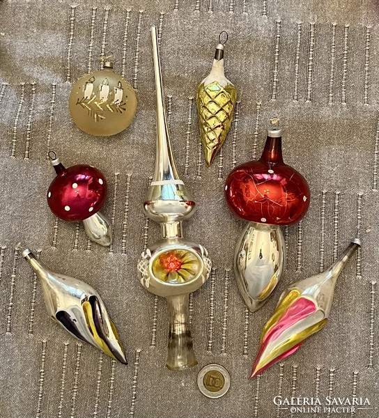 Old retro glass Christmas tree ornaments