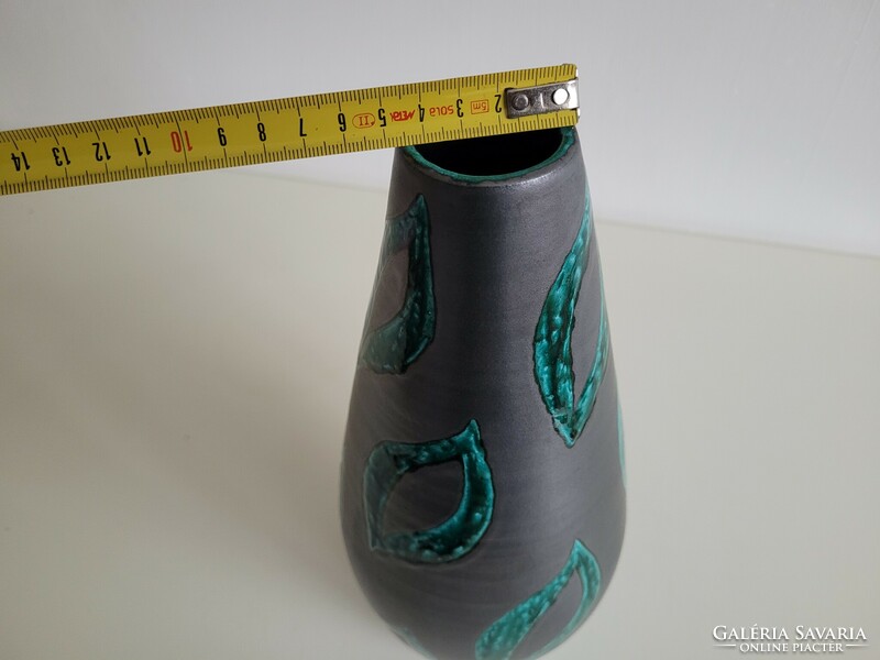 Régi retro levél mintás kerámia váza 30,5 cm