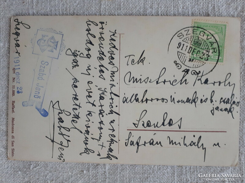 Raffaello santi sixtus madonna: ran postcard from 1911