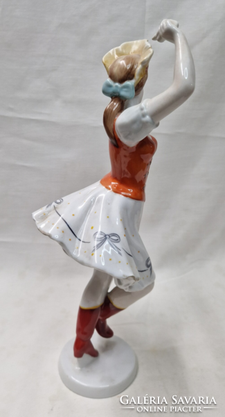 Hollóházi nagyméretű kézzel festett porcelán Csárdáskirálynő figura hibátlan állapotban 30 cm