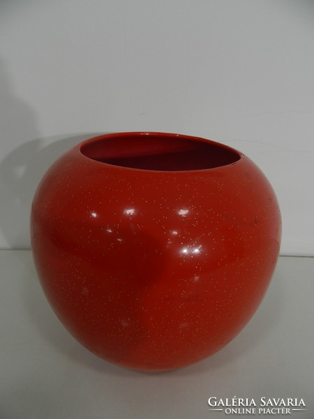Retro / design piros köralakú kerámia váza