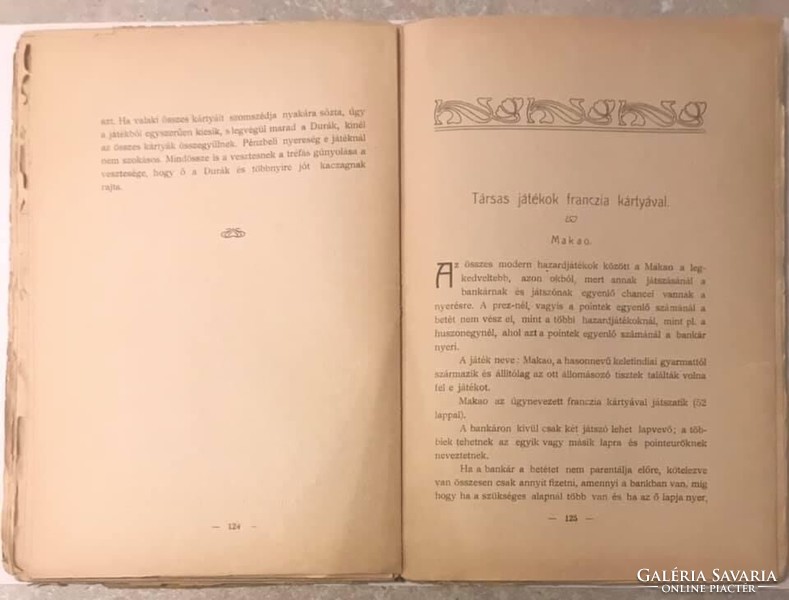 HAZAI ÉS KÜLFÖLDI KÁRTYAJÁTÉKOK LEIRÁSA 1905
