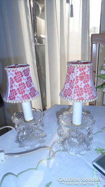 Pair of beautiful old crystal bedside lamps