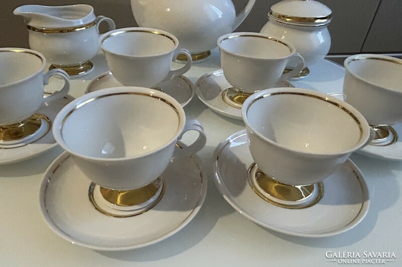 Hollóházi Holdfény arany kollekció porcelán teáskészlet