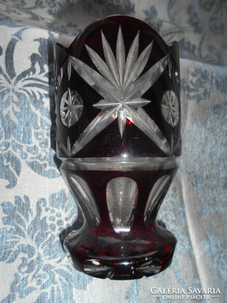 Thick massive crystal vase - bider style 14 cm