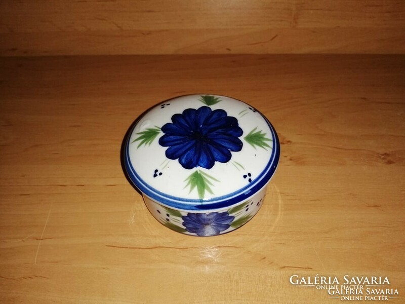 Virágmintás porcelán ékszertartó vagy cukortartó doboz (20/d)