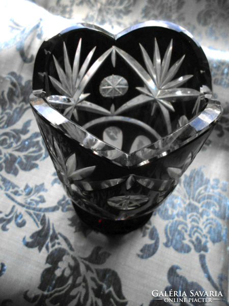 Thick massive crystal vase - bider style 14 cm