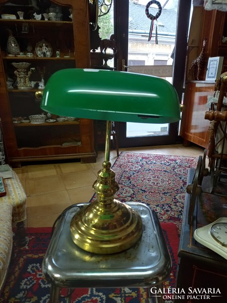Bank lamp with green cover