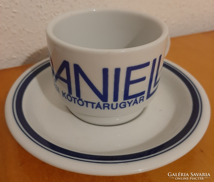 Alföldi daniella halas knitwear factory inscription, logo coffee cup