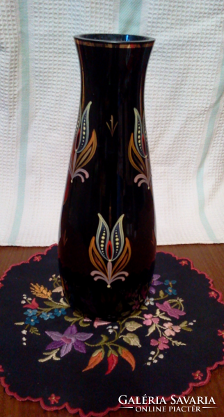 Vase black glass vase 26 cm