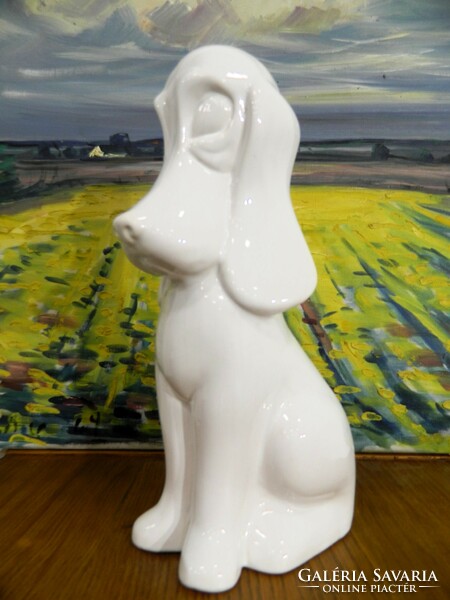 Large retro white porcelain dog figure / ornament