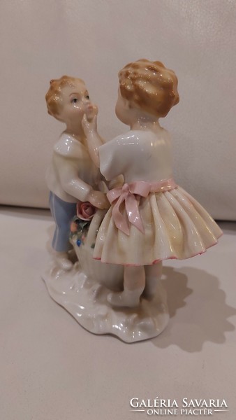 Ens Germany porcelain children's couple statue, figure