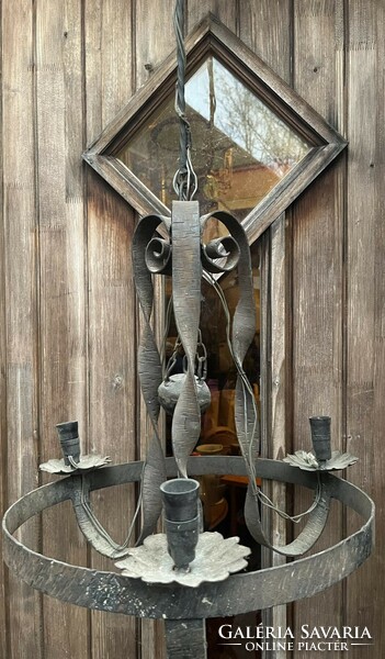 Large, medium weight wrought iron chandelier
