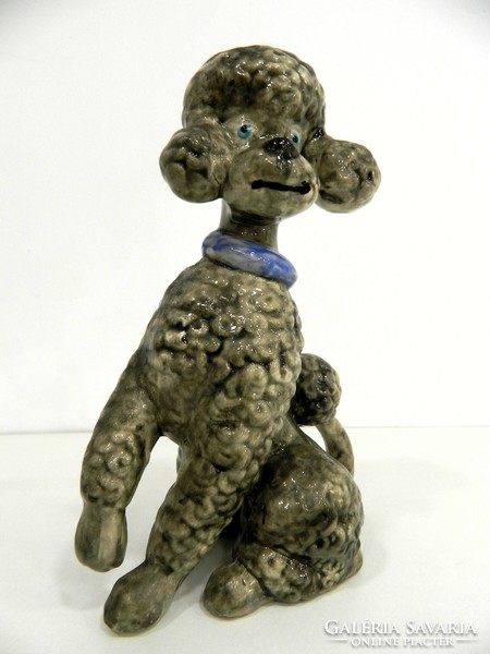 Nagyméretű retro porcelán kutya figura / dísz (uszkár)