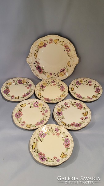 Zsolnay butterfly cake set for 6 people