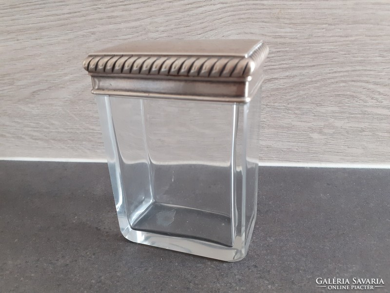 Glass holder with silver lid, box