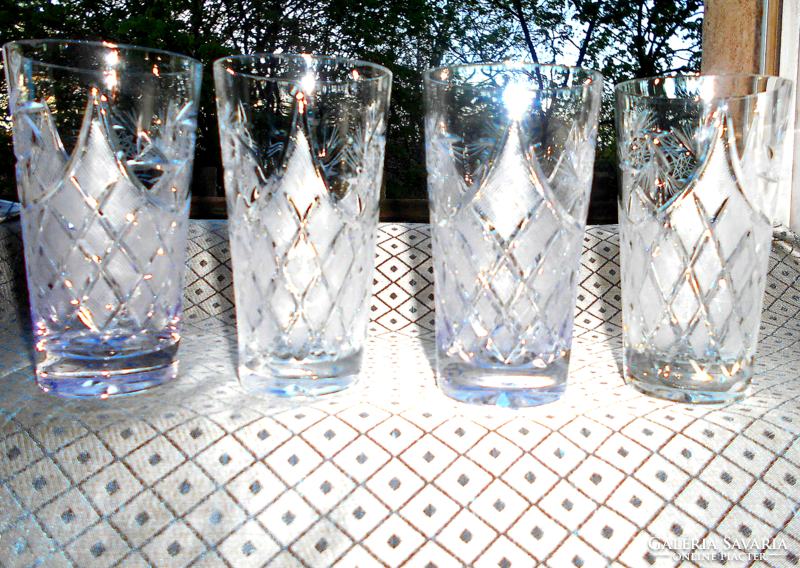 4 broken crystal soda glasses