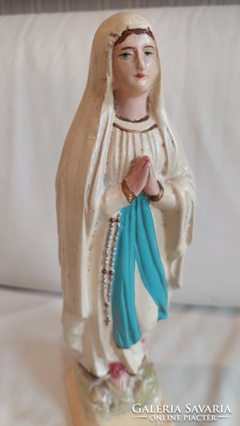 Lorrdesi Szűz Mária régi festett vallásos szobor, 34.5 cm