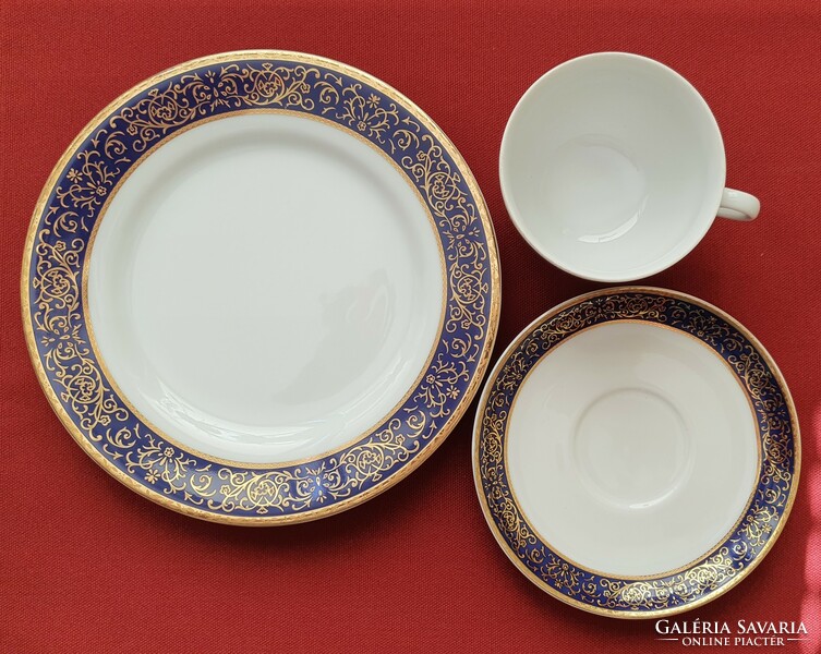 Fine Royal Porcelain lengyel porcelán reggeliző szett csésze csészealj kistányér tányér kávés teás