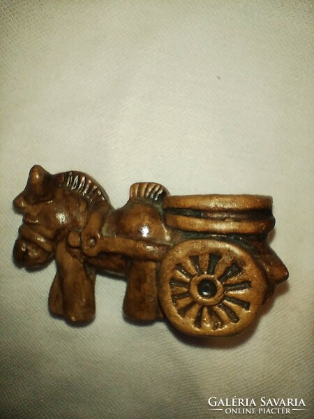 Tiny pony cart ceramic candle holder