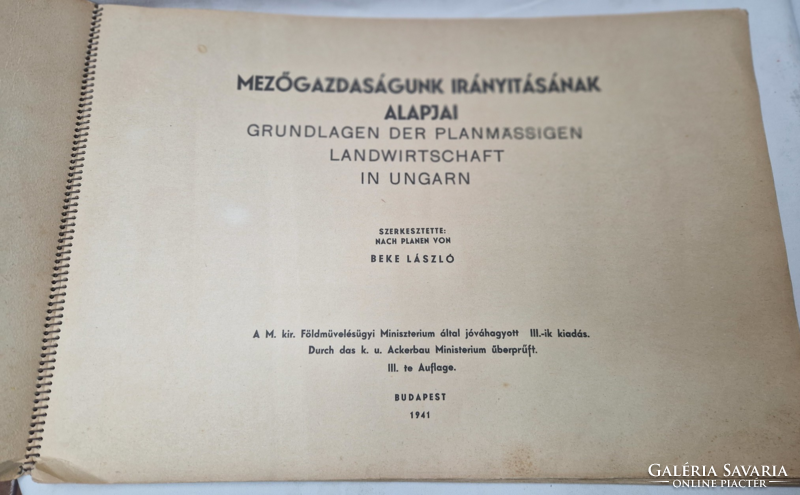 Mezőgazdaságunk irányításának alapjai - magyar-német Beke László Földművelésügyi Minisztérium 1941