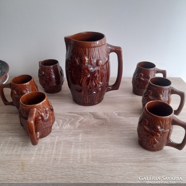 Glazed ceramic wine set