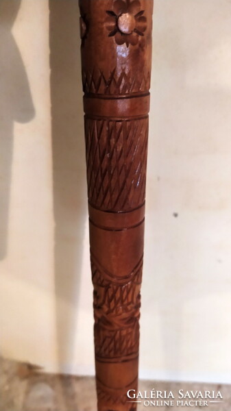 Antique, hand-carved, decorated walking stick