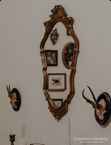 Antique vintage wooden mirror wall mirror