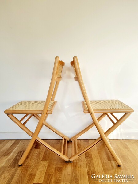 Mid-century nádazott összecsukható székek (4 db)