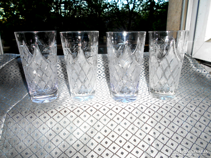 4 broken crystal soda glasses