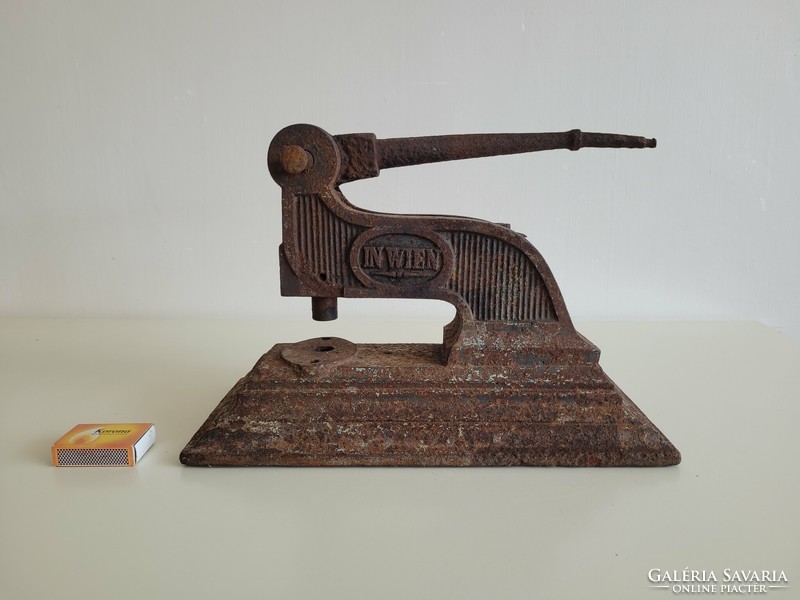 Antique Old Large Size Wertheim Wiese Wienn Cast Iron Viennese Stamp Press Dry Stamping Press